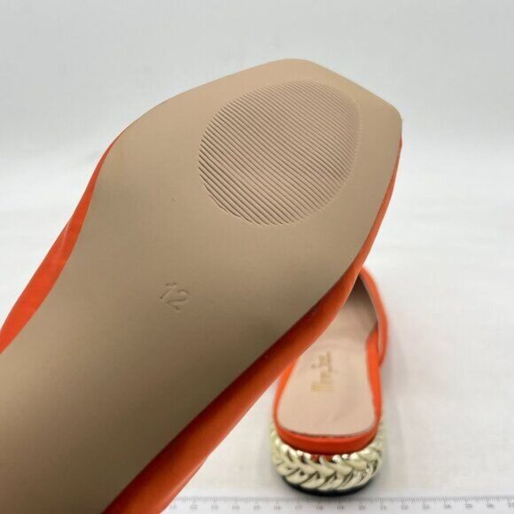 Elegant Orange Satin Mules with Gold Accent Heel - Picture 6 of 8